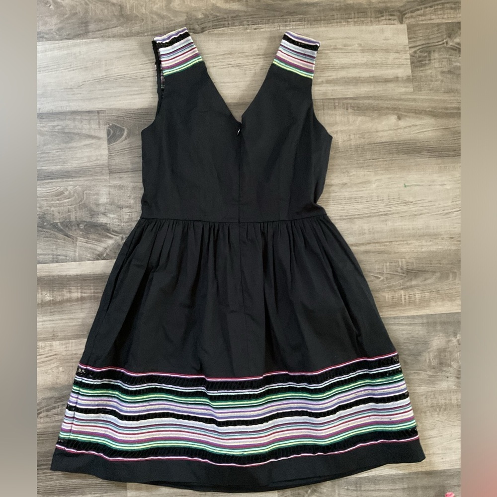 Shoshanna Black Dress With Crochet Stripes Size 6 - Picture 5 of 6